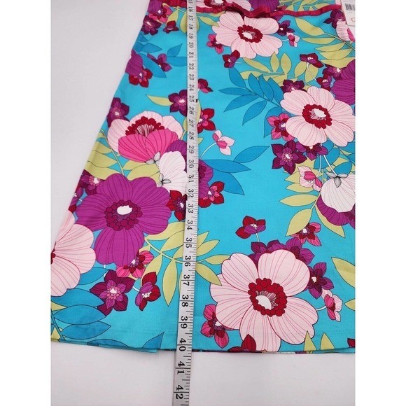 Sangria Womens Dress Size 12 Blue Floral V Neck Short Sleeve Side Zip Lined - Picture 7 of 10